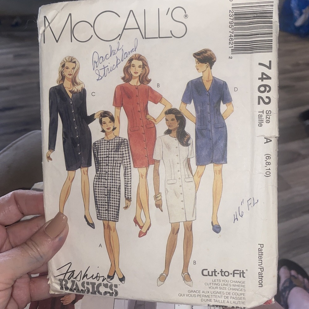 McCall’s Women’s Dress Pattern ~ #7462 ~ Size A (6,8,10) ~Fashion Basic ~Cut